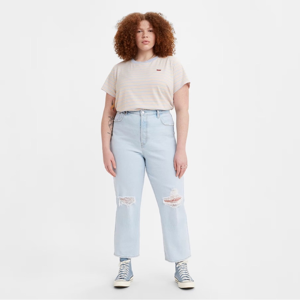 Levi’s ribcage straight ankle jeans light wash distressed women’s plus size 16w